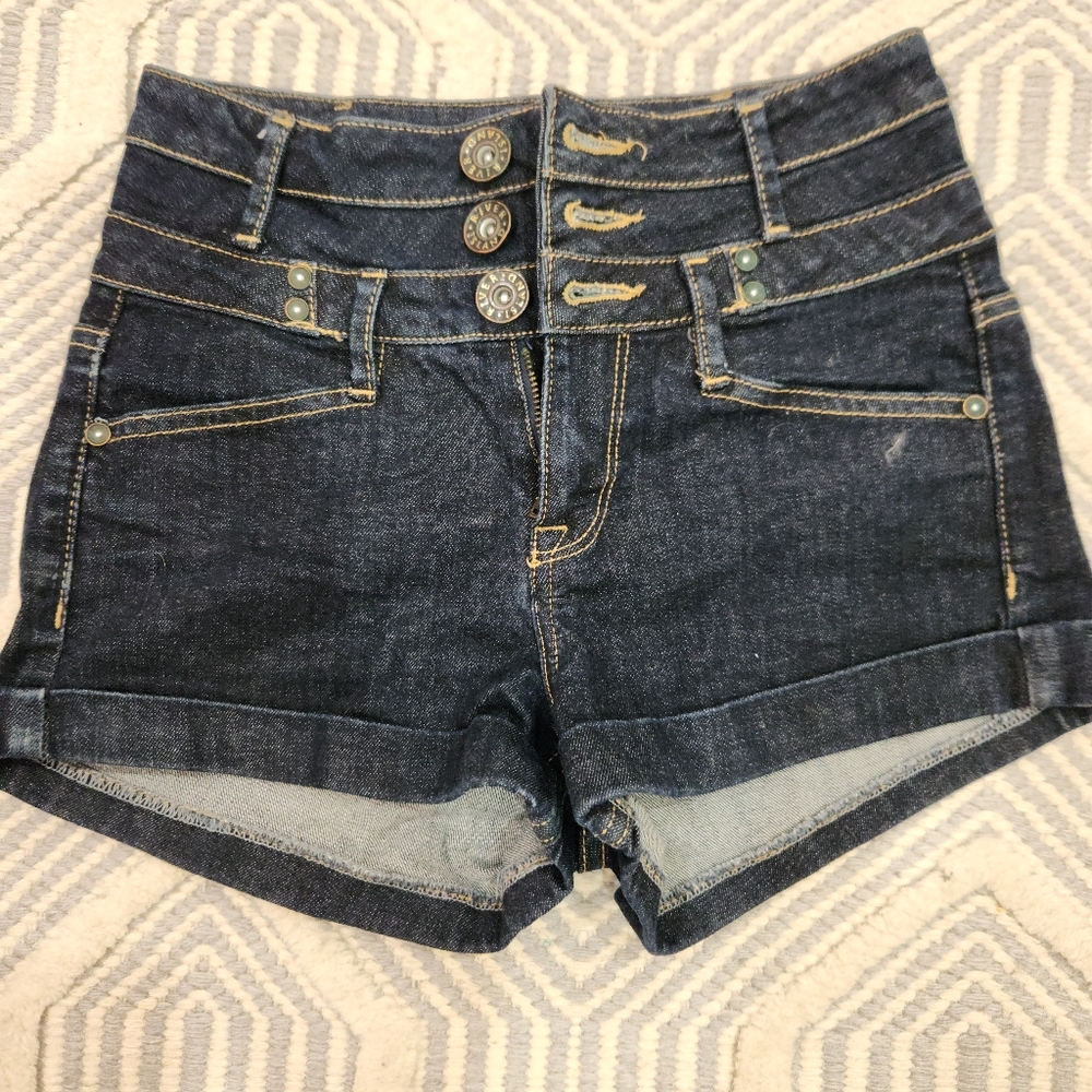 River island high waist blue button up denim shorts. Size 8UK (2US)